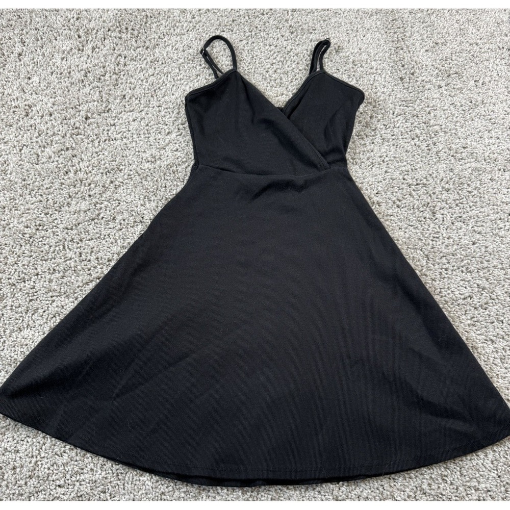 Wild Fable Junior Womens Black Ribbed Sundress Spaghetti Strap XXS